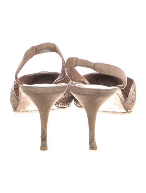 Manolo Blahnik Patent Leather Lasercut Accents Slingback Pumps