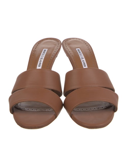 Manolo Blahnik Leather Cutout Accent Slides