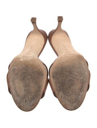 Manolo Blahnik Leather Cutout Accent Slides