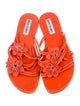 Manolo Blahnik Leather Floral Print Slides