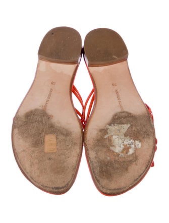 Manolo Blahnik Leather Floral Print Slides