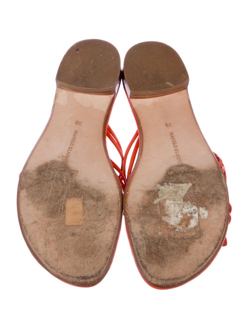 Manolo Blahnik Leather Floral Print Slides