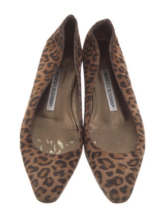 Manolo Blahnik Suede Animal Print Flats