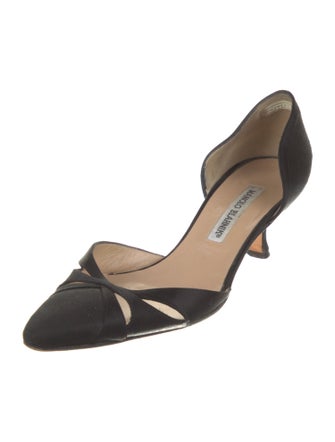 Manolo Blahnik Satin Cutout Accent D'Orsay Pumps