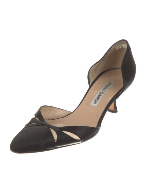 Manolo Blahnik Satin Cutout Accent D'Orsay Pumps
