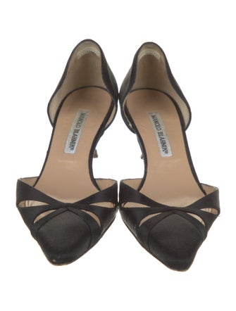 Manolo Blahnik Satin Cutout Accent D'Orsay Pumps