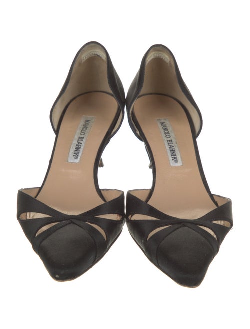 Manolo Blahnik Satin Cutout Accent D'Orsay Pumps