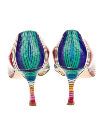 Manolo Blahnik Leather Printed Pumps