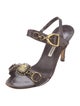 Manolo Blahnik Leather Crystal Embellishments Slingback Sandals