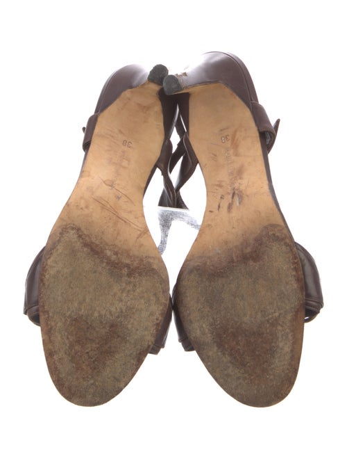 Manolo Blahnik Leather Crystal Embellishments Slingback Sandals