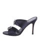Manolo Blahnik Satin Crystal Embellishments Slides