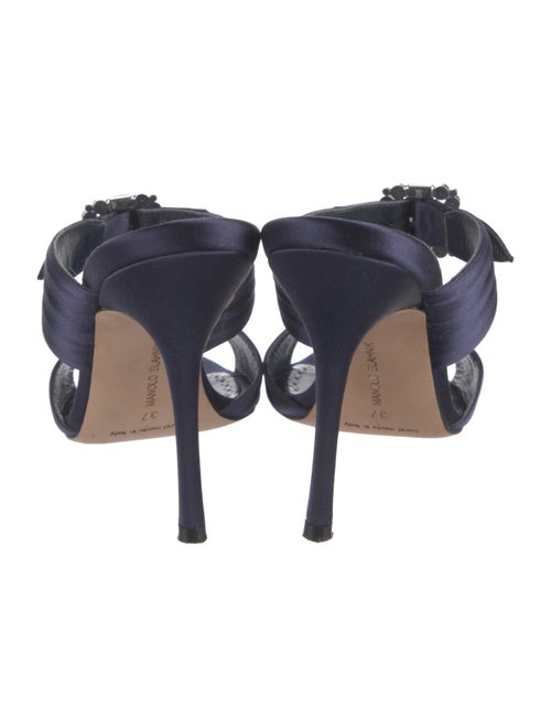 Manolo Blahnik Satin Crystal Embellishments Slides