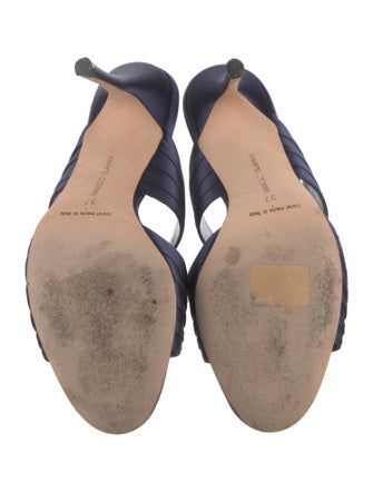 Manolo Blahnik Satin Crystal Embellishments Slides