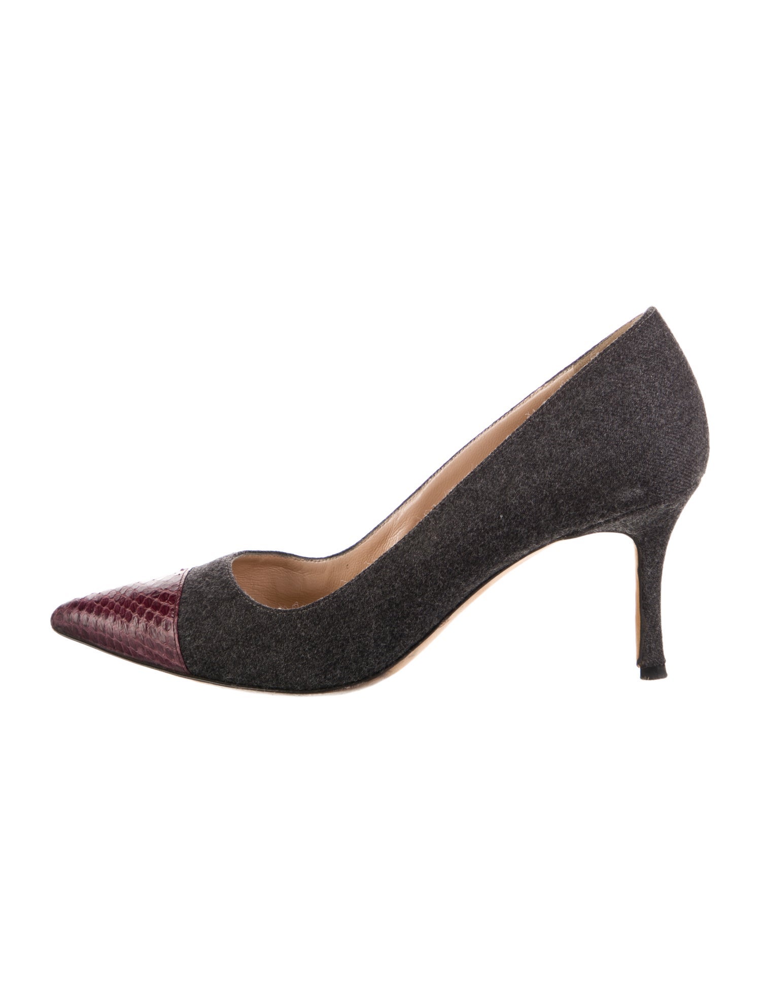 Manolo Blahnik Wool Colorblock Pattern Pumps