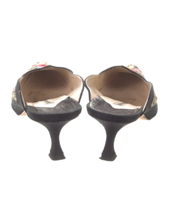 Manolo Blahnik Canvas Floral Print Mules