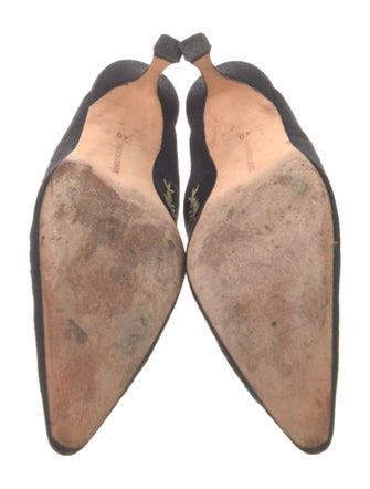 Manolo Blahnik Canvas Floral Print Mules