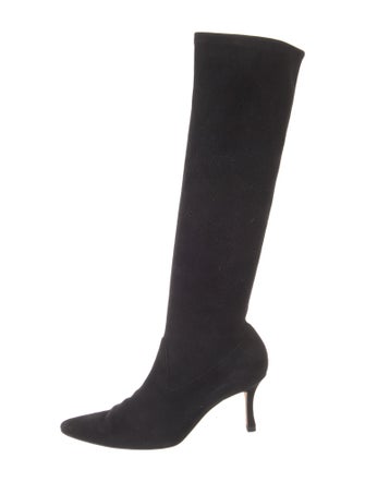 Manolo Blahnik Suede Sock Boots