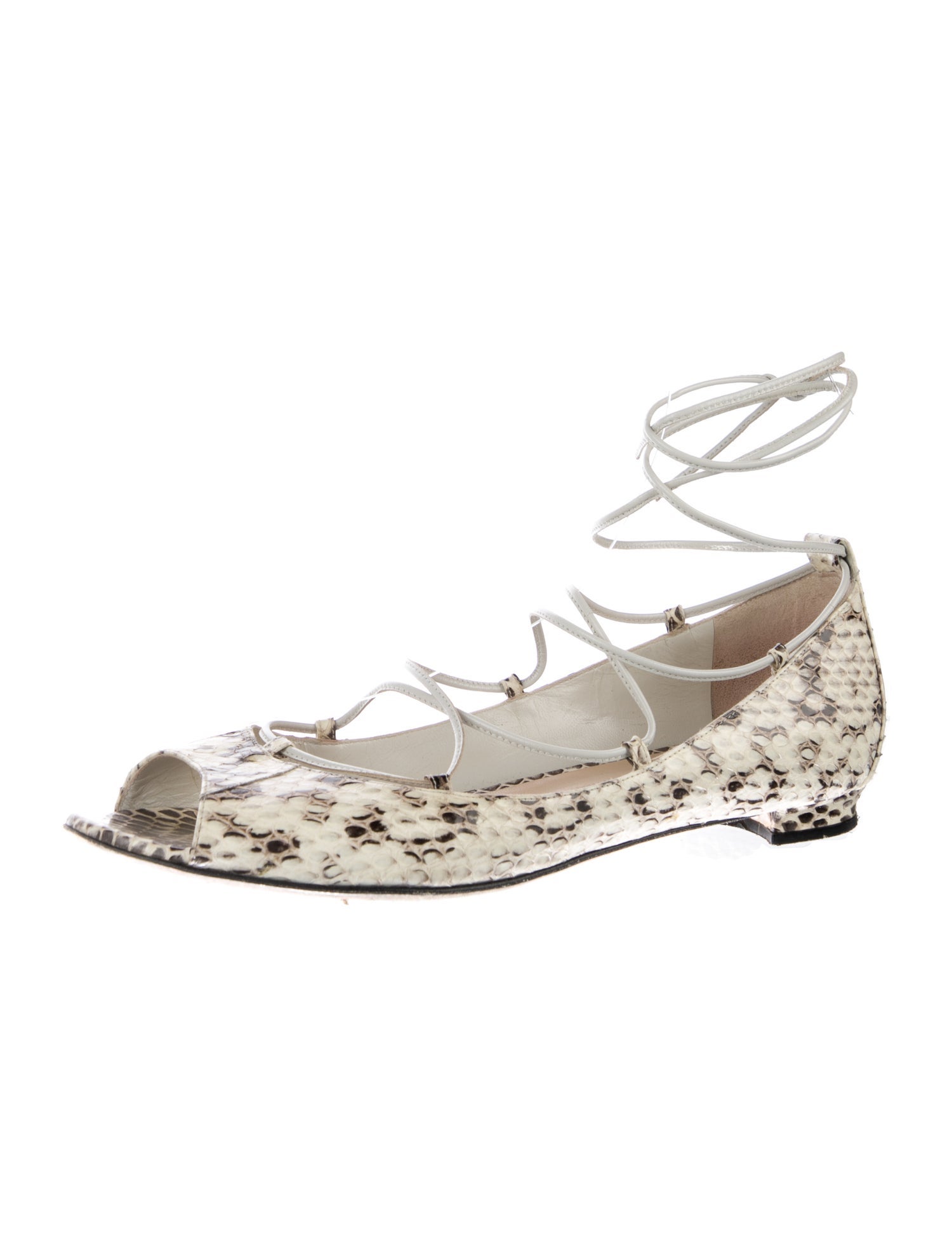 Manolo Blahnik Snakeskin Animal Print Ballet Flats