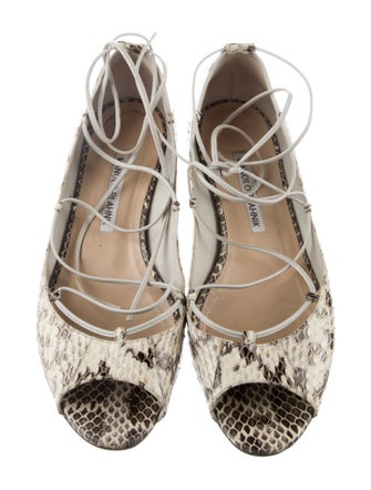 Manolo Blahnik Snakeskin Animal Print Ballet Flats