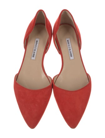 Manolo Blahnik Suede D'Orsay Flats