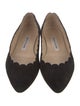 Manolo Blahnik Suede Scalloped Accent Ballet Flats