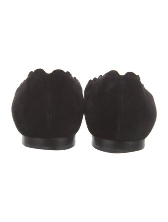 Manolo Blahnik Suede Scalloped Accent Ballet Flats