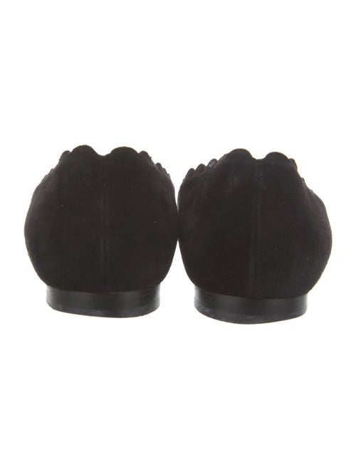 Manolo Blahnik Suede Scalloped Accent Ballet Flats