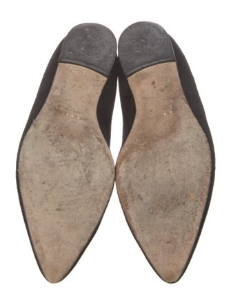 Manolo Blahnik Suede Scalloped Accent Ballet Flats