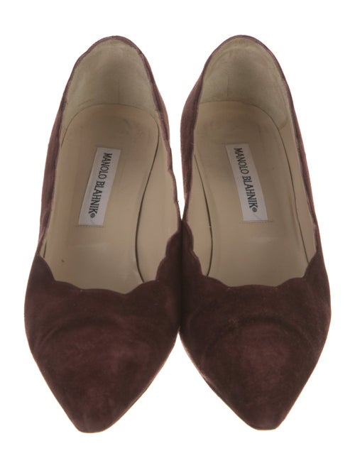 Manolo Blahnik Suede Scalloped Accent Pumps
