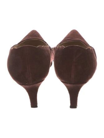 Manolo Blahnik Suede Scalloped Accent Pumps