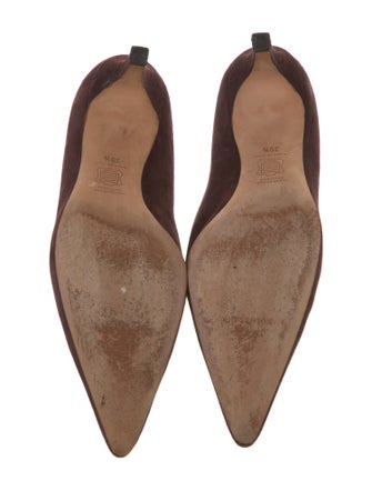 Manolo Blahnik Suede Scalloped Accent Pumps