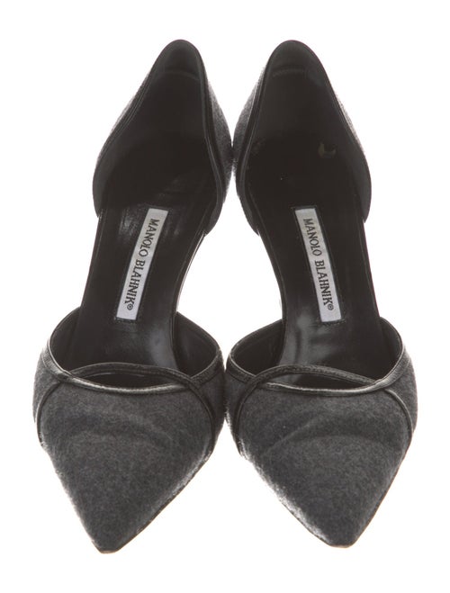 Manolo Blahnik Suede Cutout Accent D'Orsay Pumps