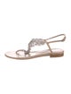 Manolo Blahnik Leather Chain-Link Accents T-Strap Sandals