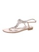 Manolo Blahnik Leather Chain-Link Accents T-Strap Sandals