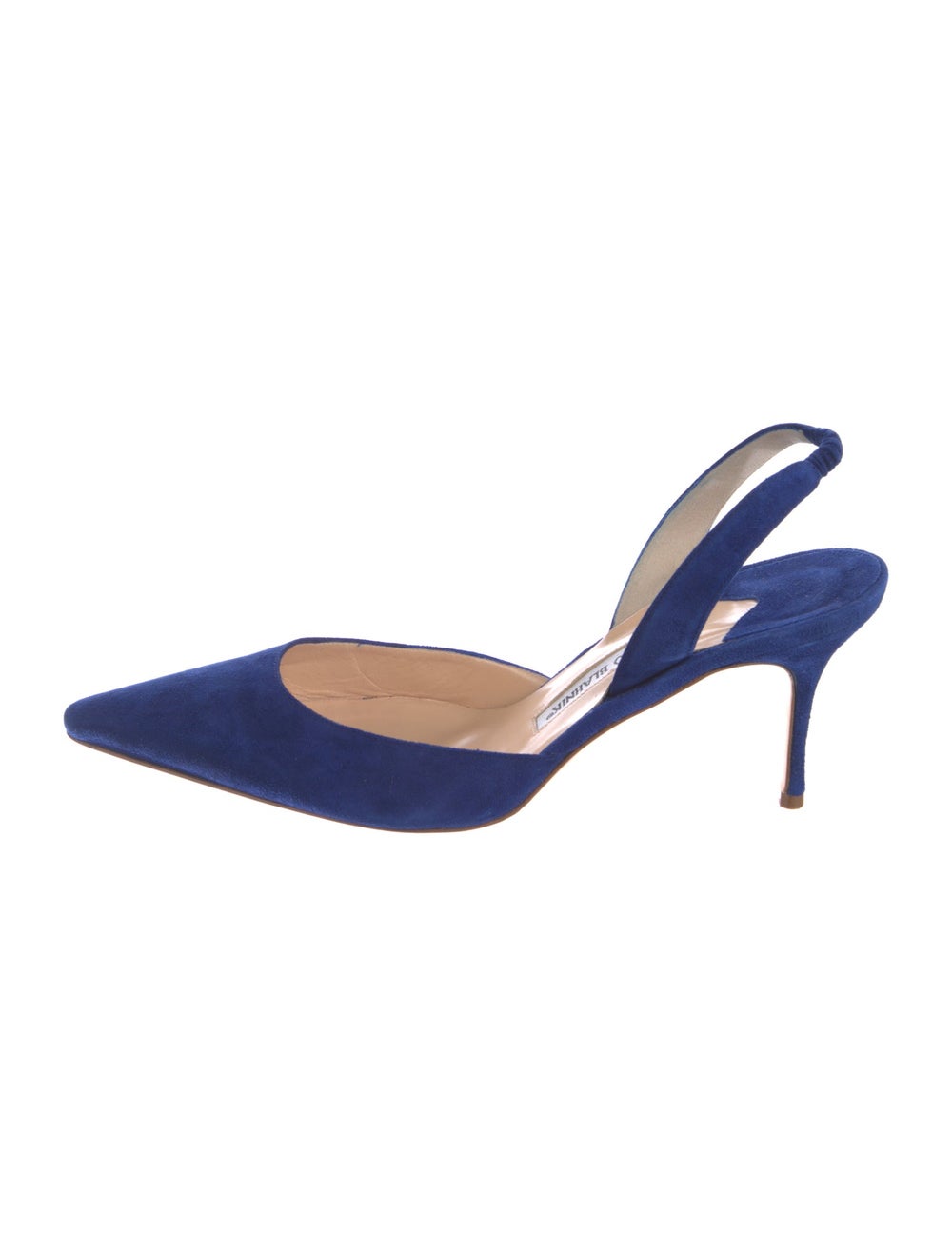 Manolo Blahnik Suede Slingback Pumps Blue Pointed-Toes Straps