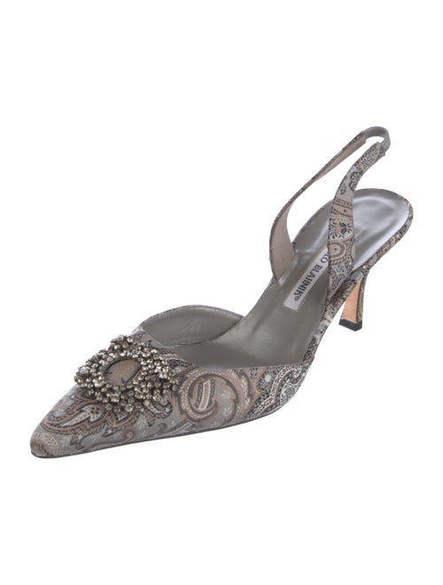 Manolo Blahnik Printed Crystal Embellishments Slingback Pumps