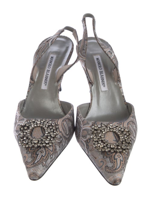 Manolo Blahnik Printed Crystal Embellishments Slingback Pumps