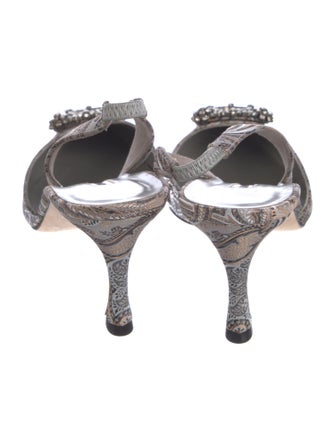 Manolo Blahnik Printed Crystal Embellishments Slingback Pumps