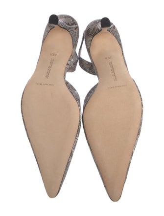 Manolo Blahnik Printed Crystal Embellishments Slingback Pumps