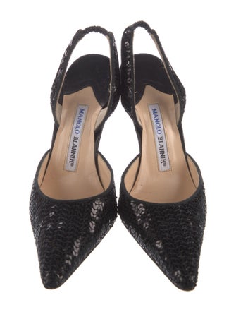 Manolo Blahnik Sequin Embellishments Slingback Pumps