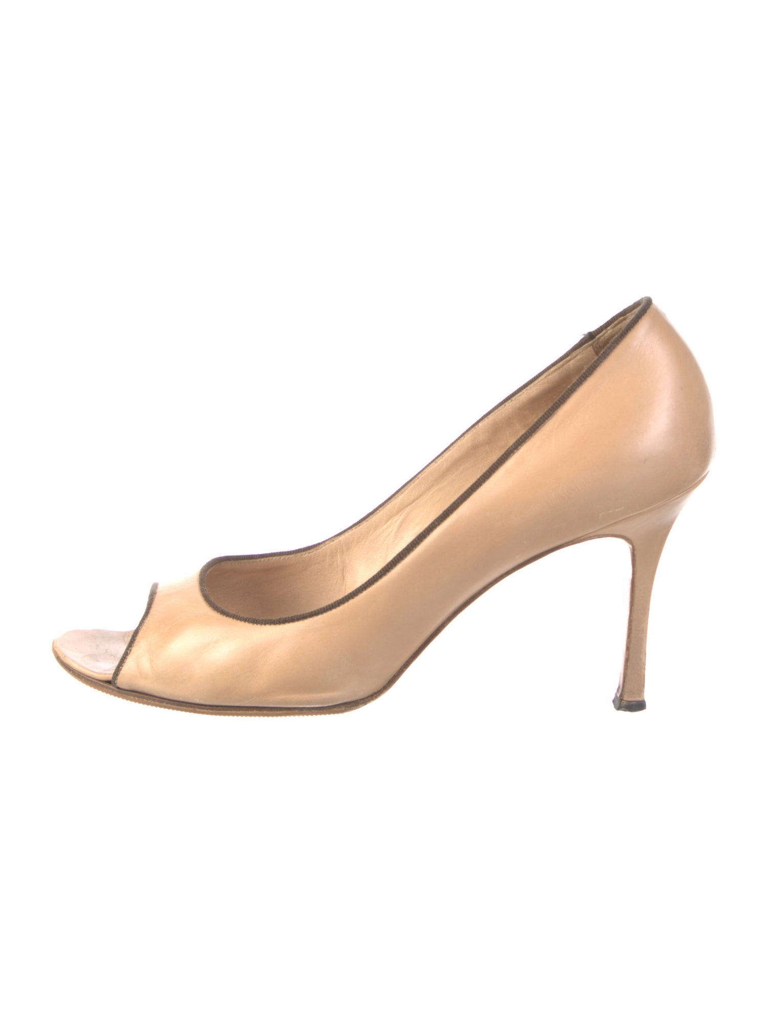Manolo Blahnik Leather Grosgrain Trim Pumps