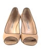 Manolo Blahnik Leather Grosgrain Trim Pumps