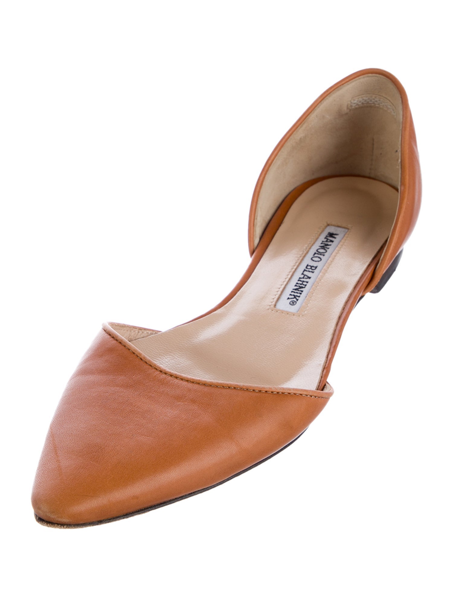 Manolo Blahnik Leather D'Orsay Flats