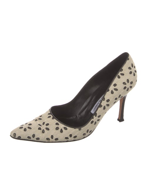 Manolo Blahnik Printed Eyelet Trim Pumps