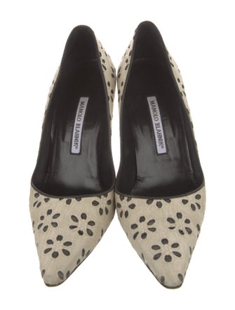 Manolo Blahnik Printed Eyelet Trim Pumps