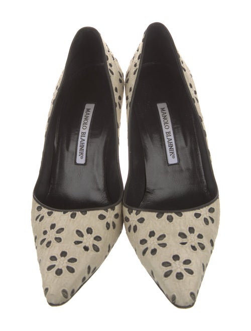Manolo Blahnik Printed Eyelet Trim Pumps