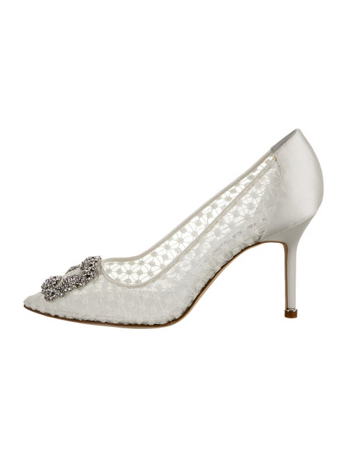 Manolo Blahnik Satin Crystal Embellishments Pumps