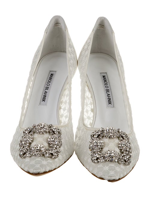 Manolo Blahnik Satin Crystal Embellishments Pumps