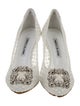 Manolo Blahnik Satin Crystal Embellishments Pumps