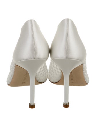 Manolo Blahnik Satin Crystal Embellishments Pumps